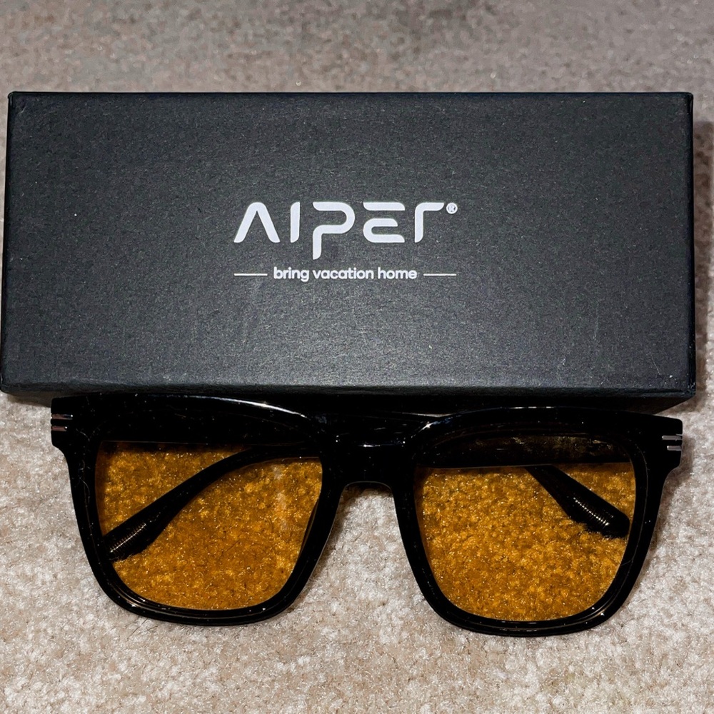 Viper men’s black rimmed amber lenses Viper sunglasses. New with box.